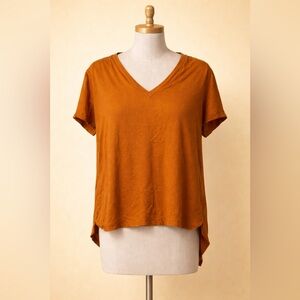 Cloth & Stone Orange V-Neck Top‎